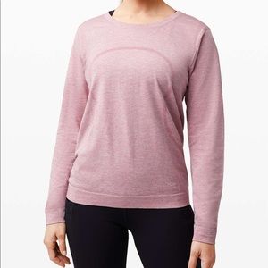 SOLD Lululemon Swiftly Relaxed Long Sleeve 2.0 - cherry tint/white